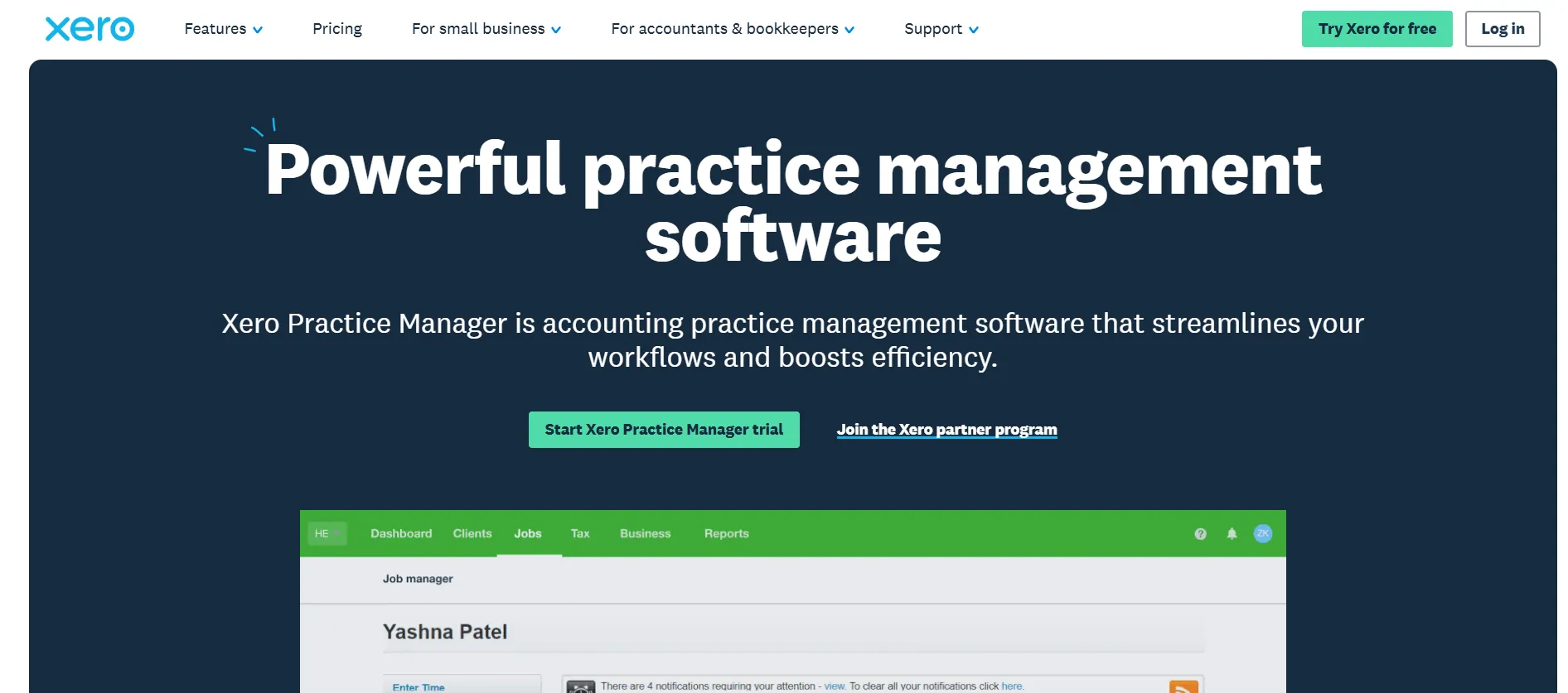 Xero Practice Manager homepage