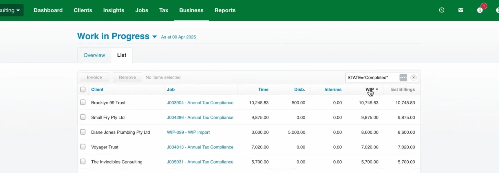 XPM Work in Progress list