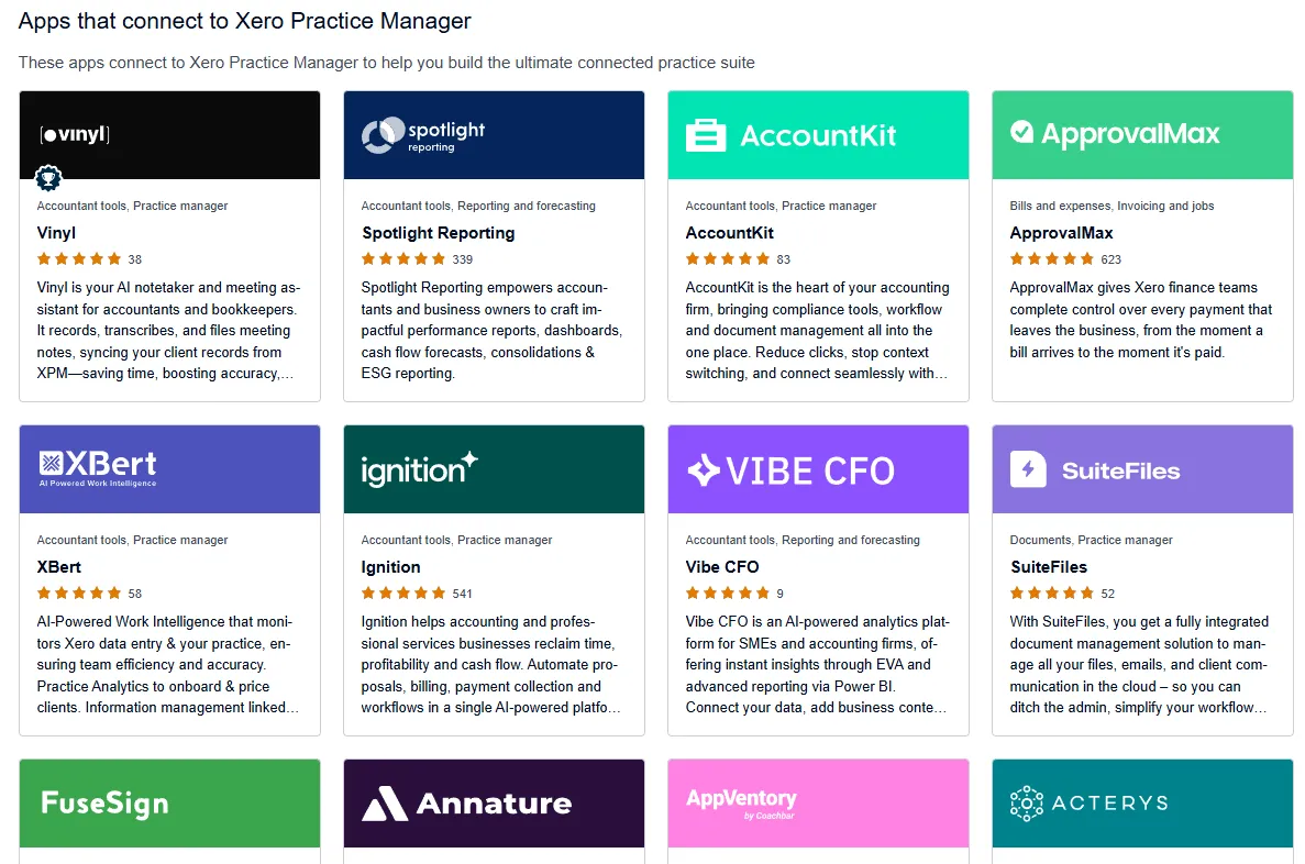 Xero App Store apps for XPM