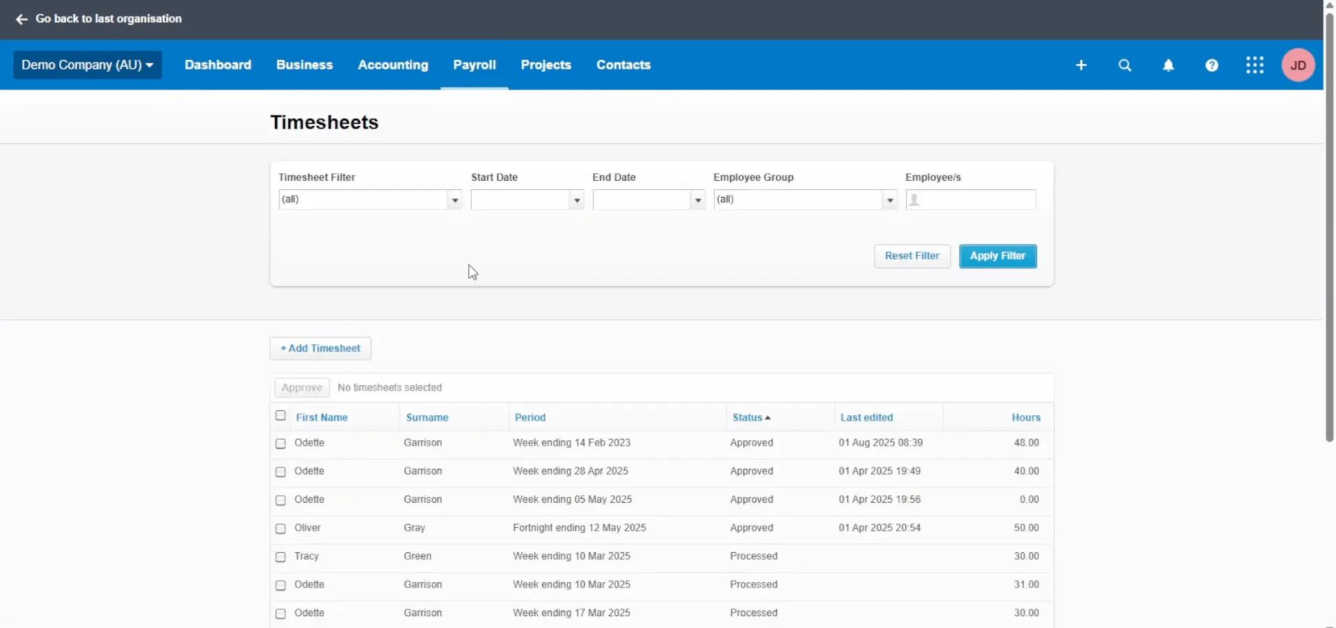 XPM timesheets