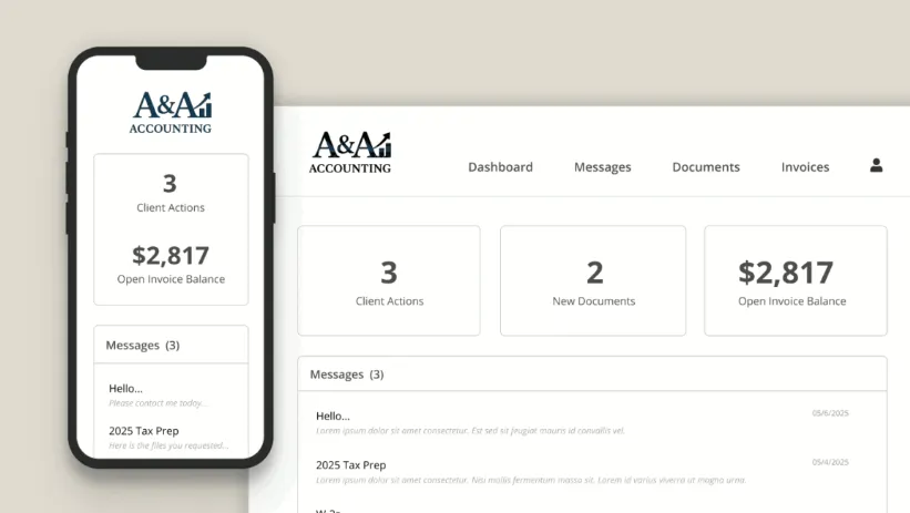 Firm360 — branded client portal with no-login document upload