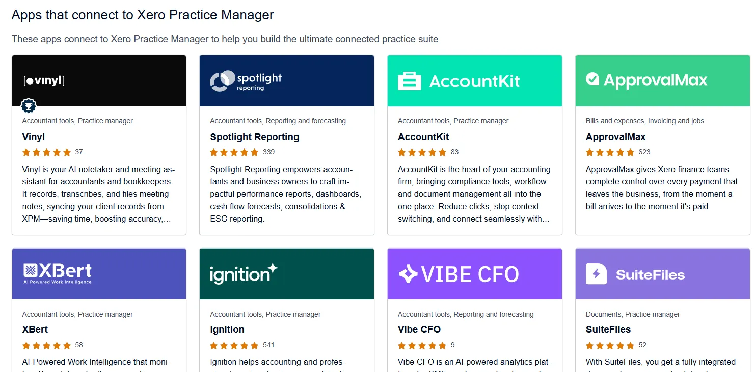 Xero App Store apps for XPM
