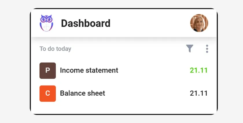 Uku dashboard showing today's tasks only