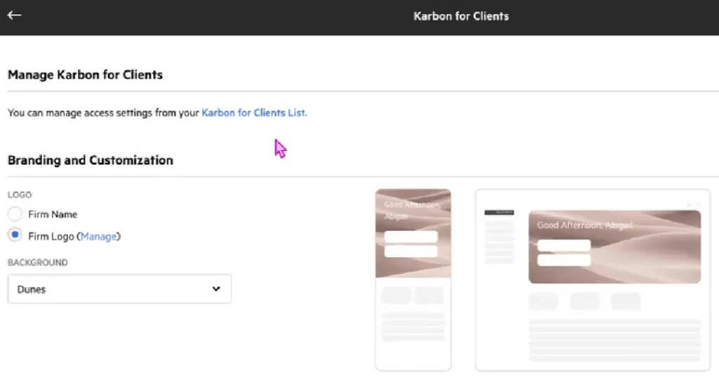 Client portal capabilities show different