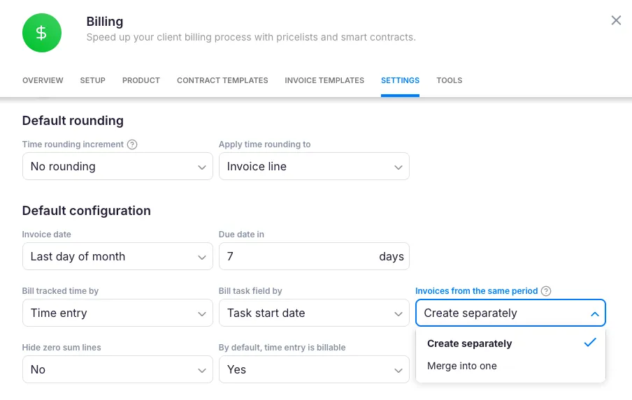 Time tracking and billing integration varies