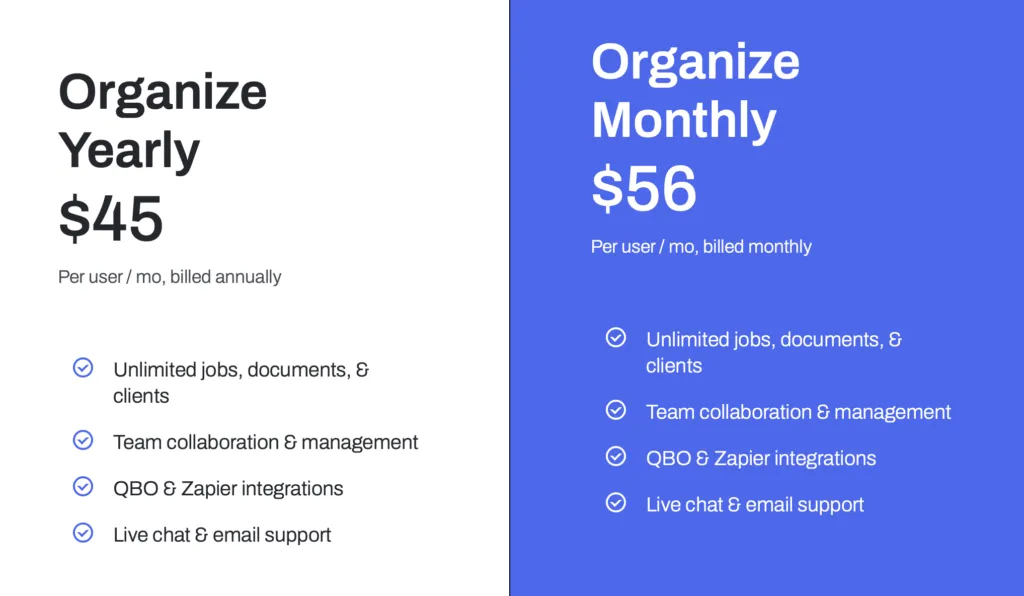 Pricing models and value comparison page