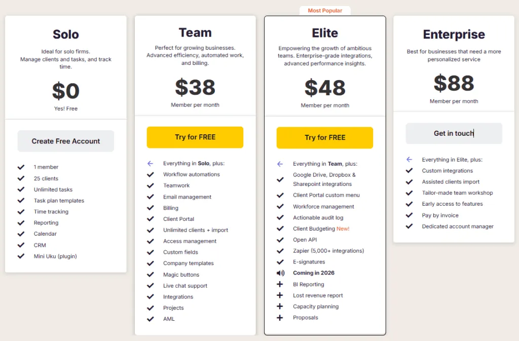 Pricing transparent tiers with a free starting page