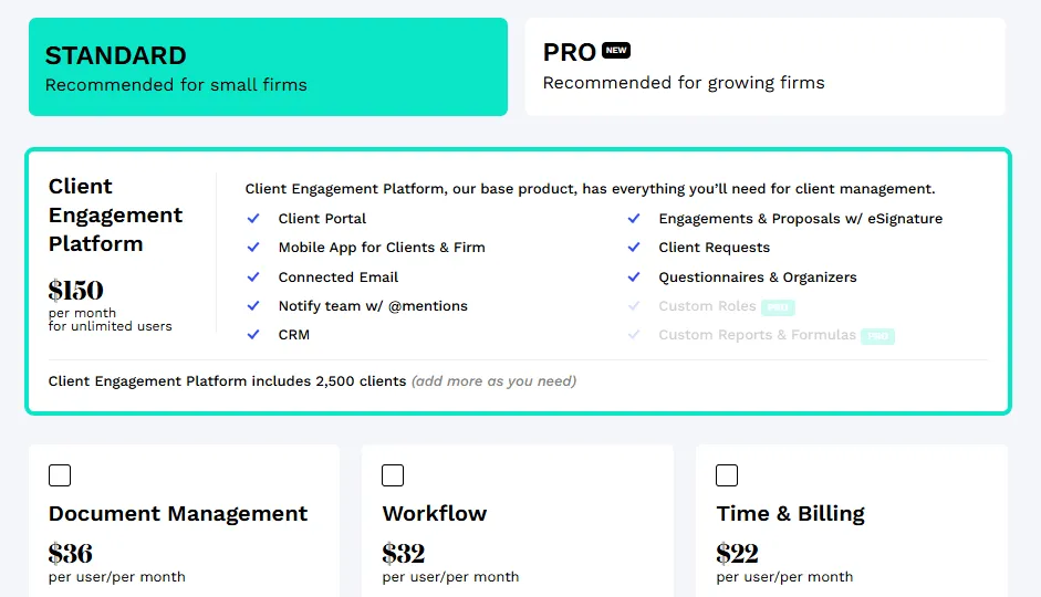 Canopy growing firms modular pricing page