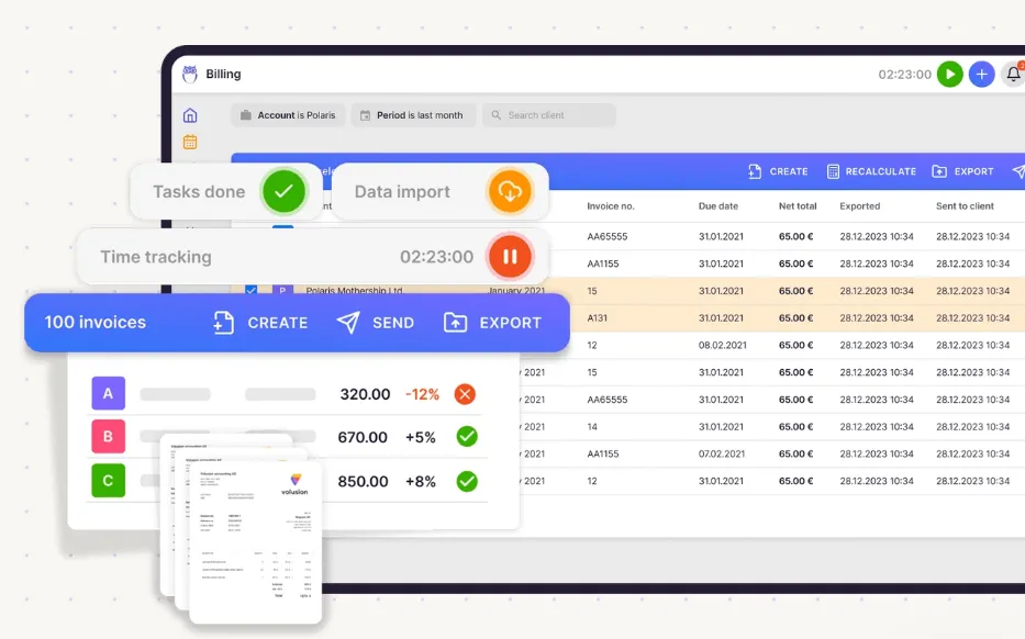 Uku billing view generating 100 invoices from tracked time
