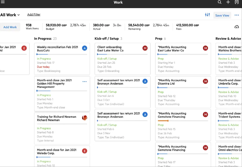 Workflow management capabilities reveal each view