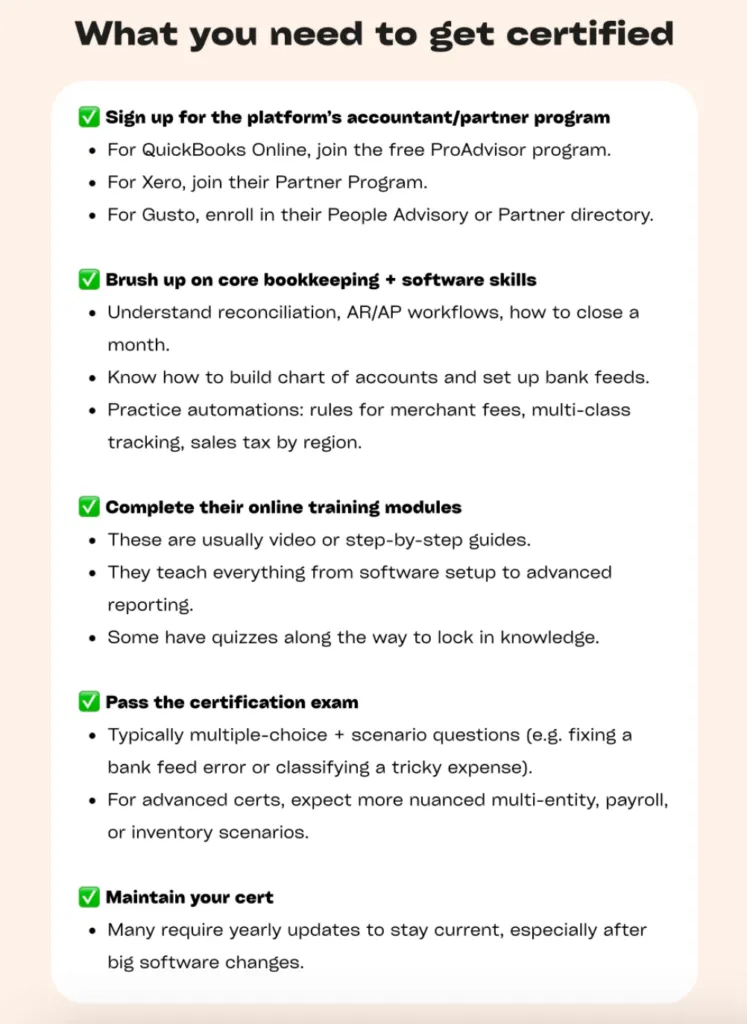 A quick checklist on getting a certificate for your bookkeeping business.