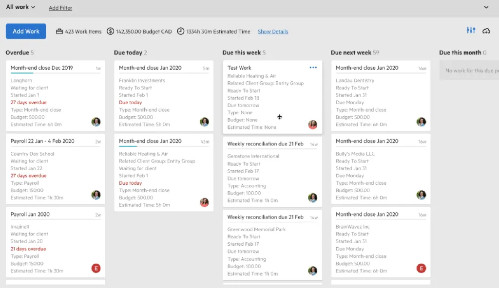 Workflow automation capabilities show each view