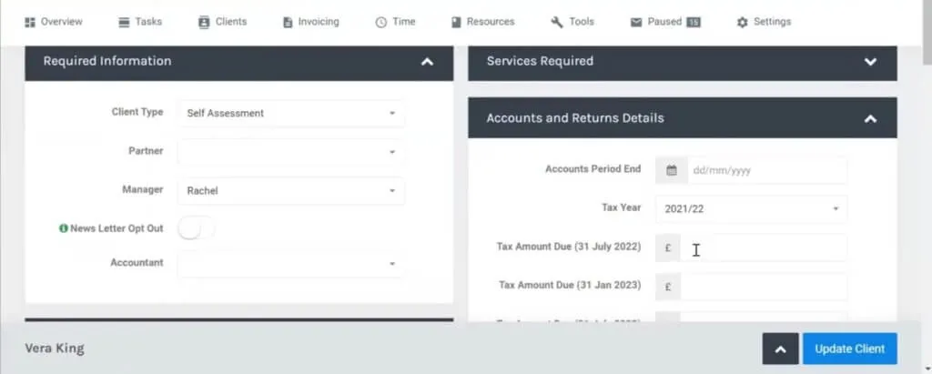 BrightManager white-labeled client portal showing e-signatures and document sharing features