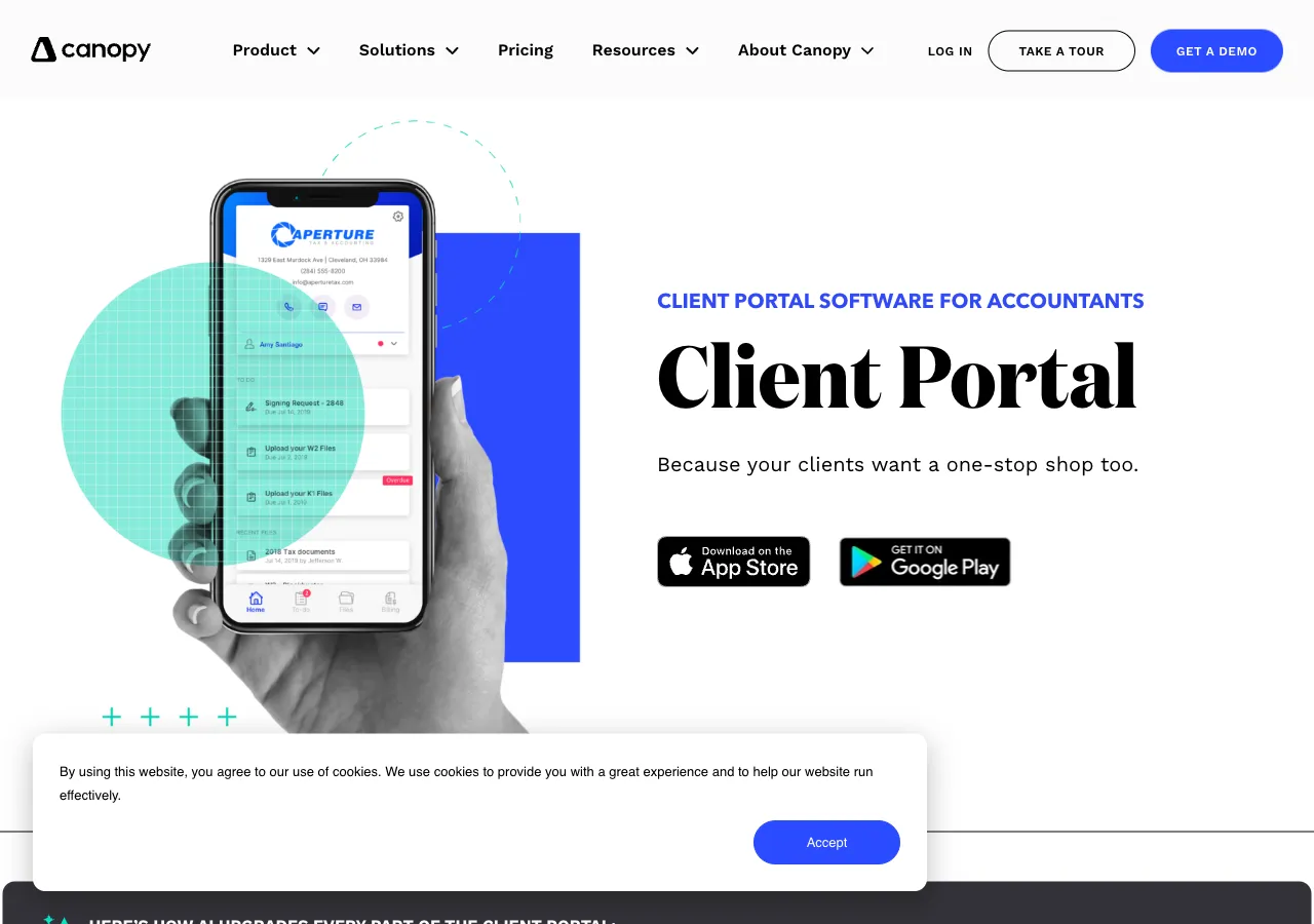 Canopy client portal for accounting firms