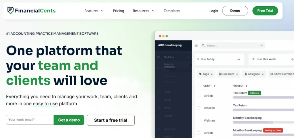Financial Cents dashboard