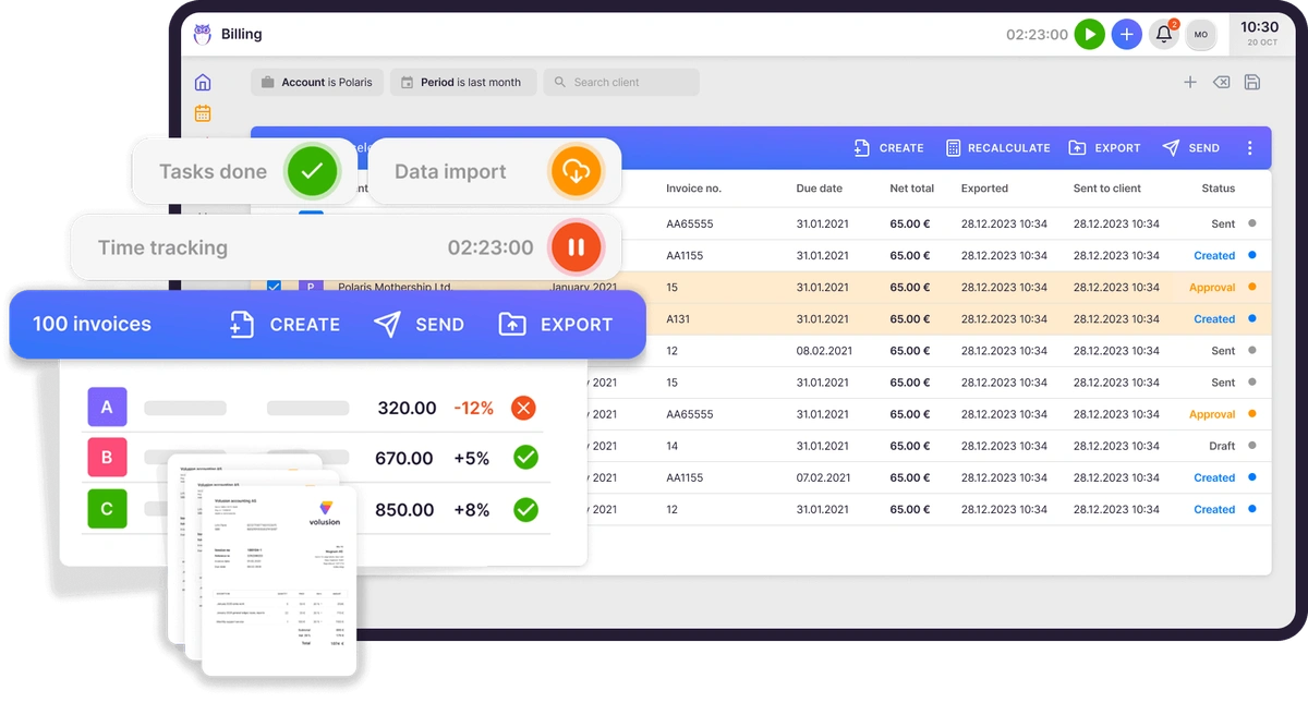 Uku automated billing dashboard showing auto-generated invoices