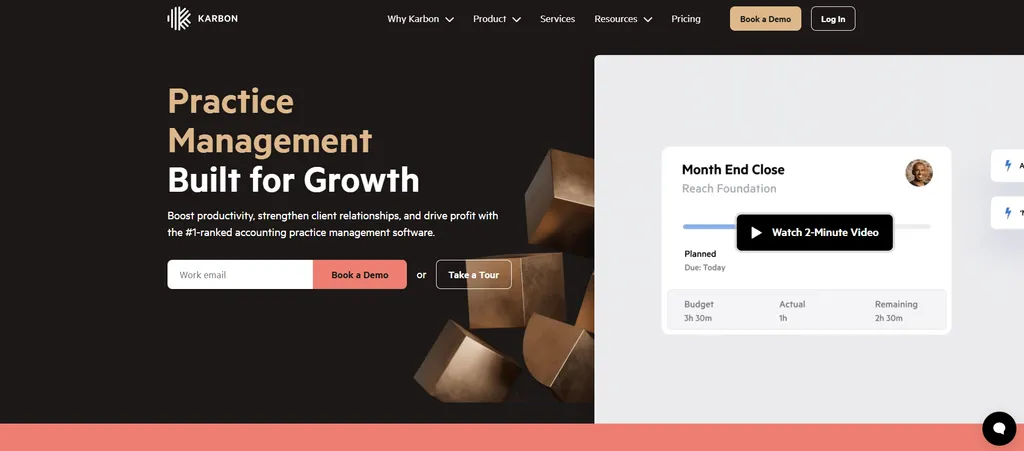 Karbon homepage — practice management built for growth