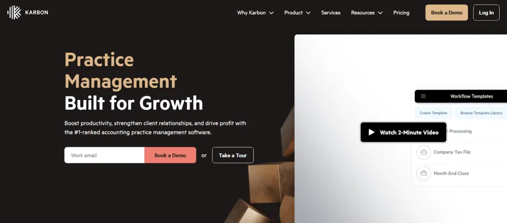 Karbon practice management dashboard interface