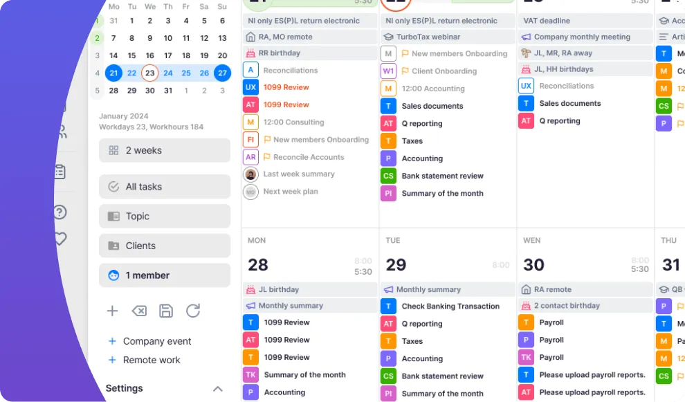 Remote work - Uku calendar
