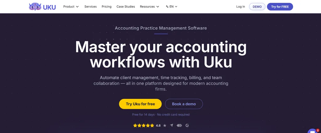 Uku homepage — accounting practice management software for modern firms