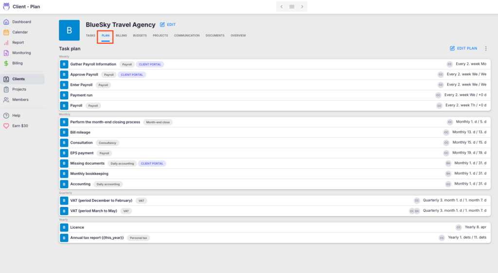 Uku's modular setup — start with tasks and add billing, portal, and analytics over time