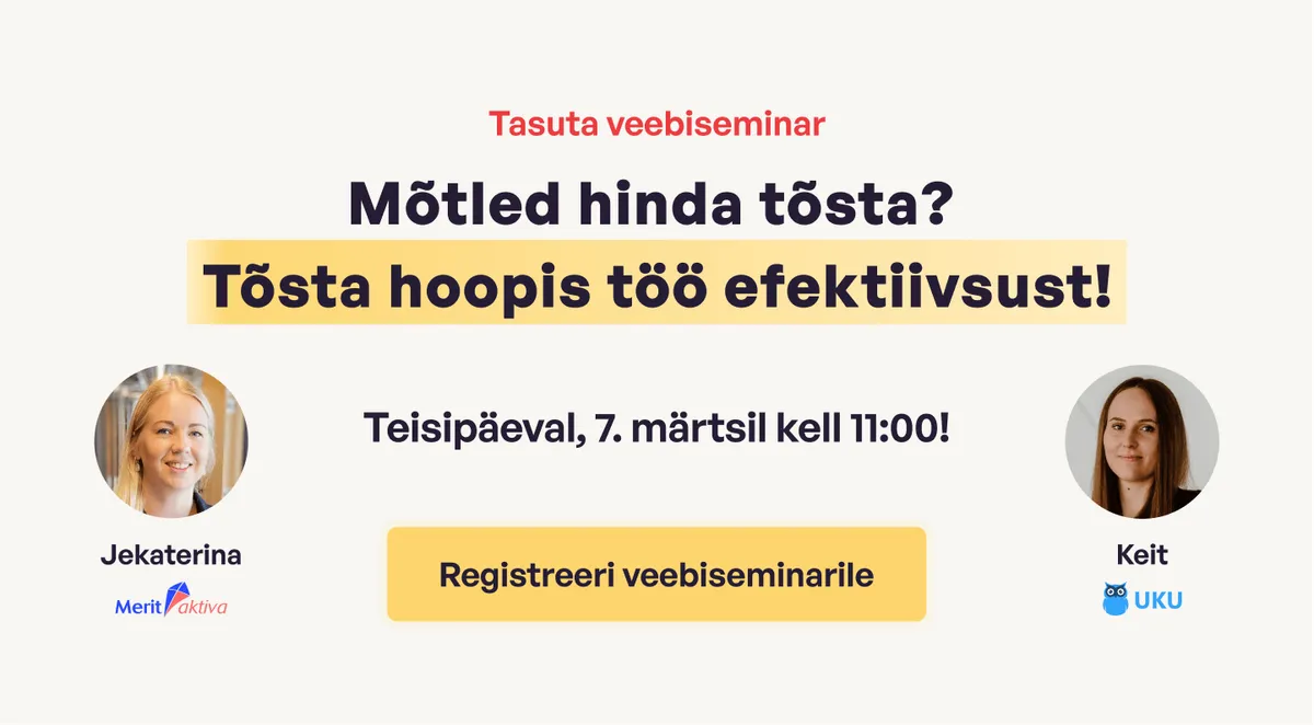 Uku veebiseminari kaanepilt: Raamatupidaja! Mõtled hinda tõsta? Tõsta hoopis töö efektiivsust!