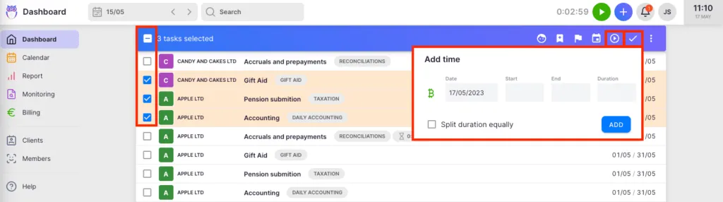 Uku one click time tracking