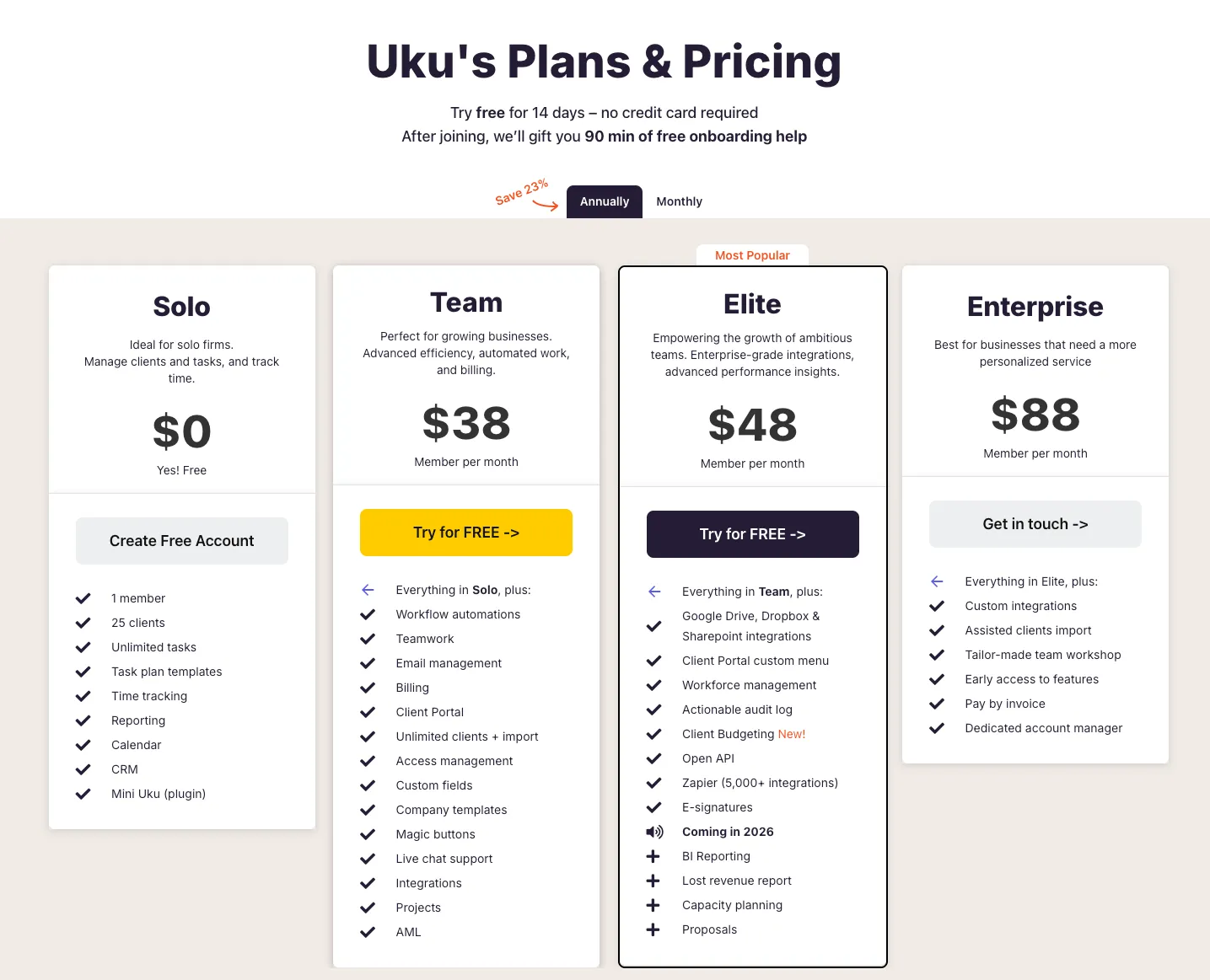 Uku pricing 2025 page