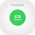 Roheline ümarnurgeline äpi-ikoon ümbrikuga ja tekstiga "Tulekul"
