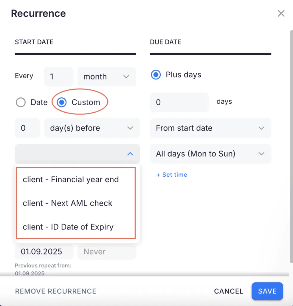 Uku automated task generation from client custom fields with integrated communication