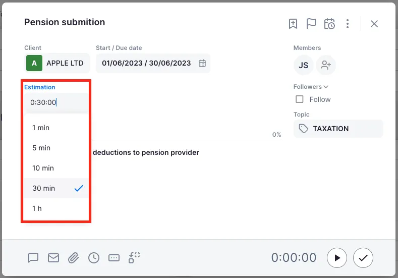 Uku time estimation feature