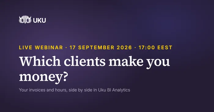 Which clients make you money? Your invoices and hours, side by side in Uku BI Analytics