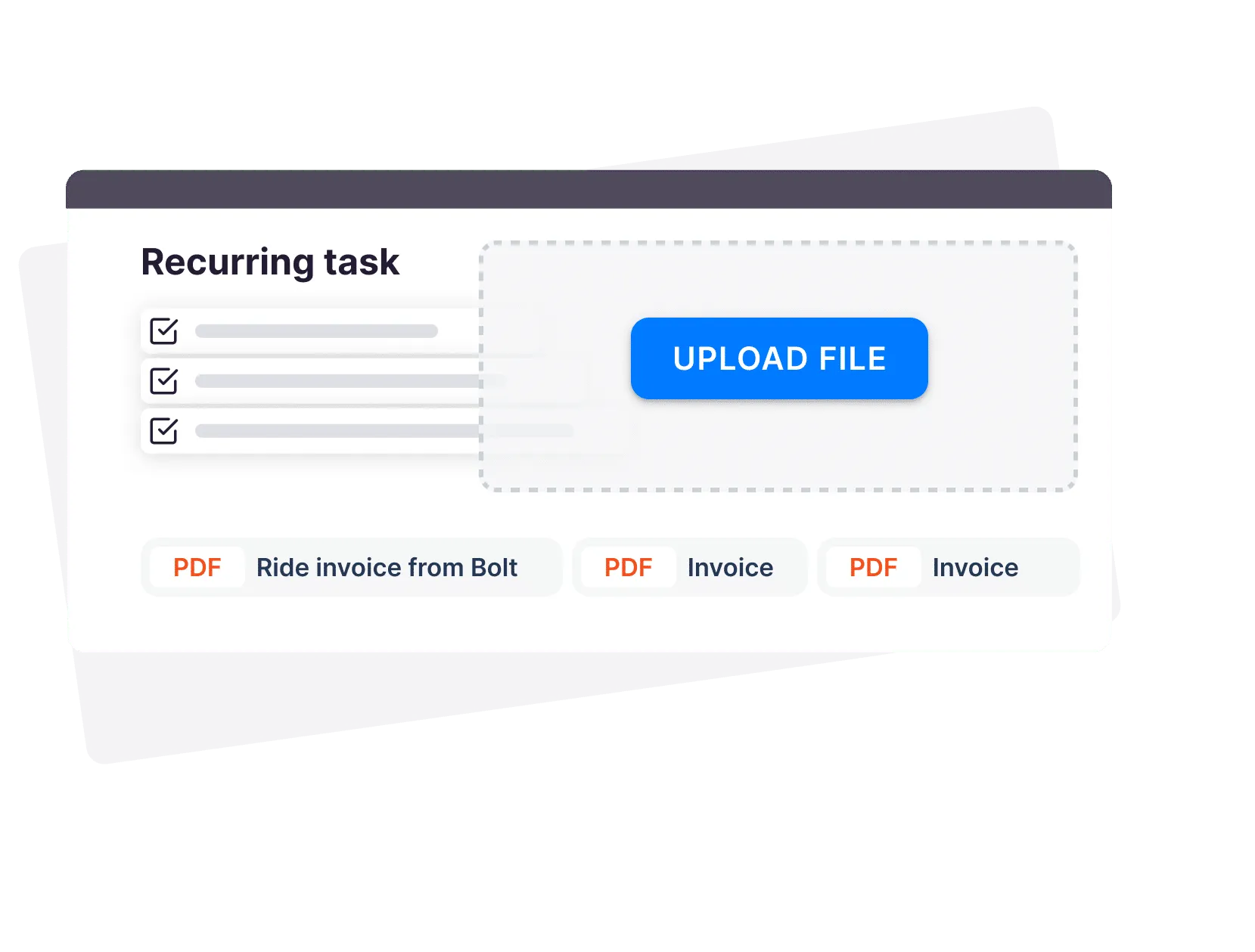 Client portal recurring task with upload file area and checklist
