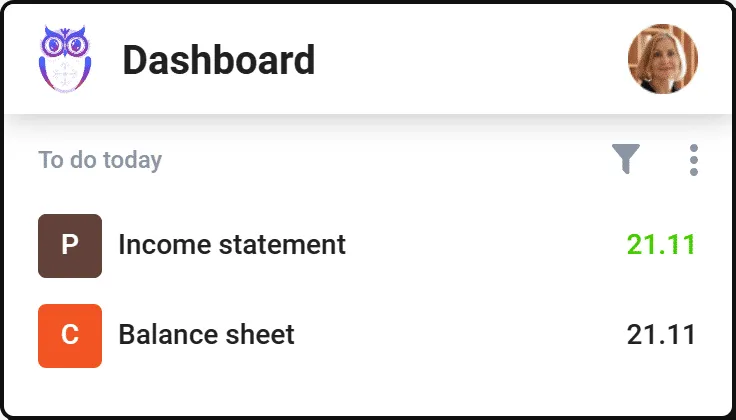 Uku dashboard with a live view of tasks due today