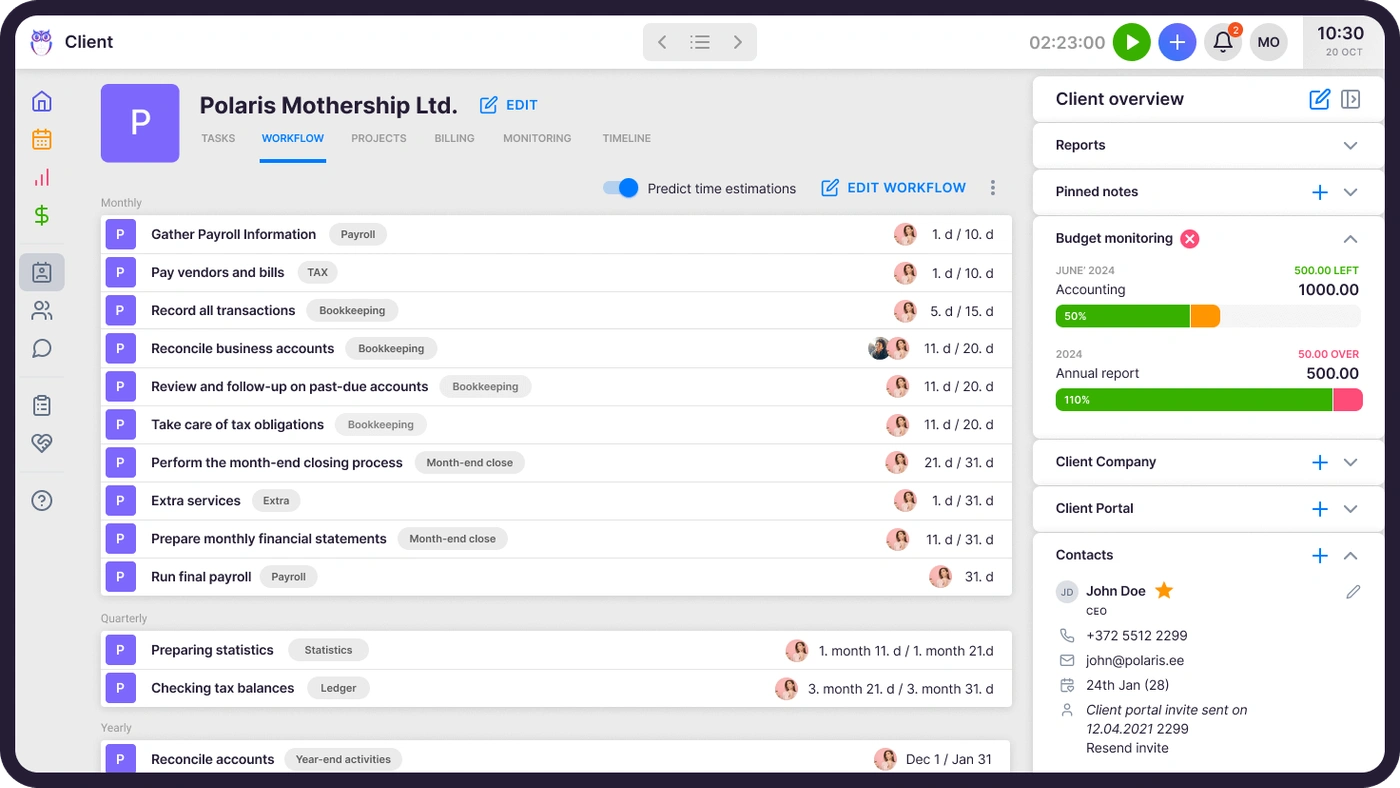 Uku workflow automation — client workflow overview with automated task planning