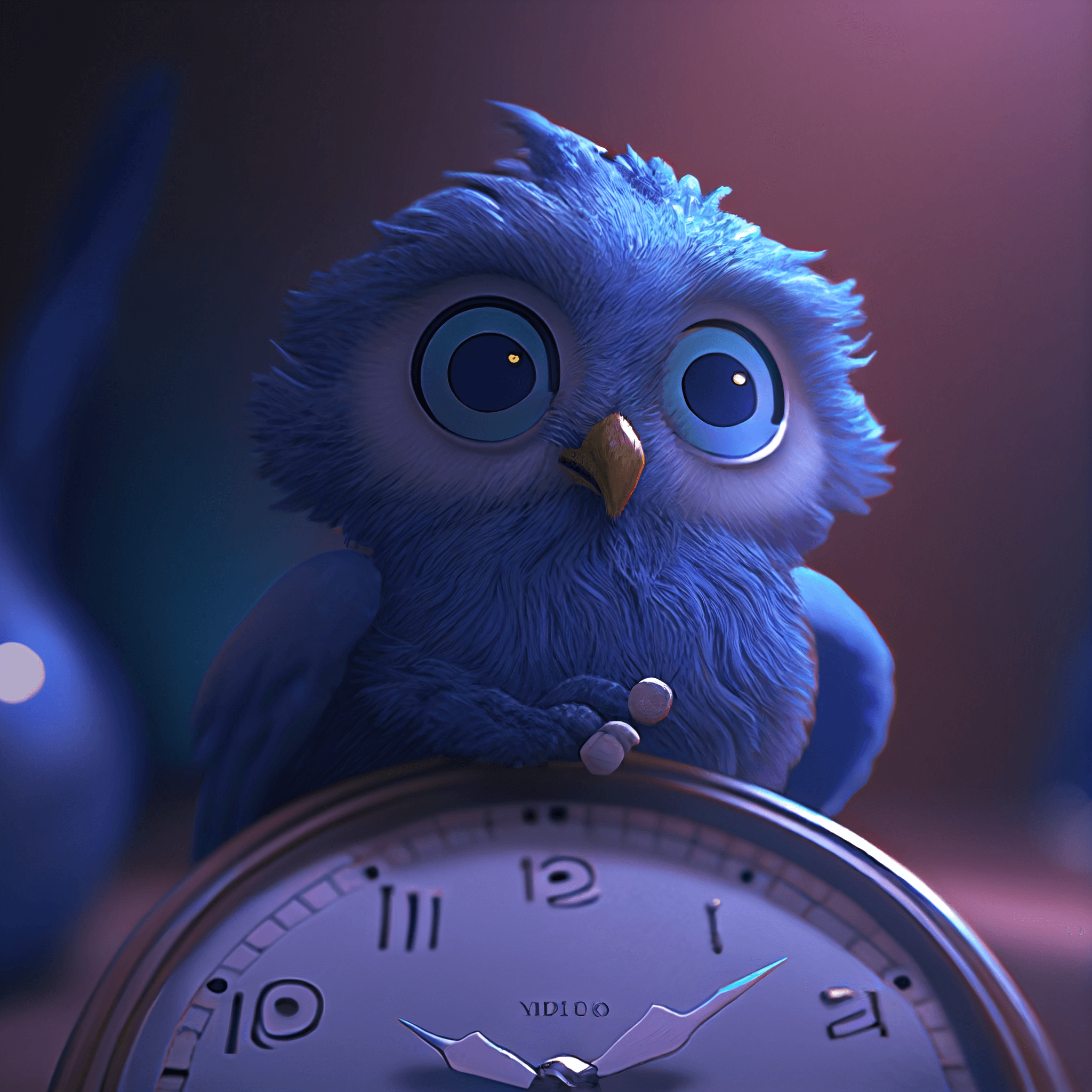 A cute owl on a clock