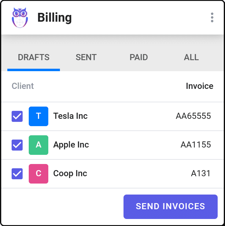Uku's automated billing view