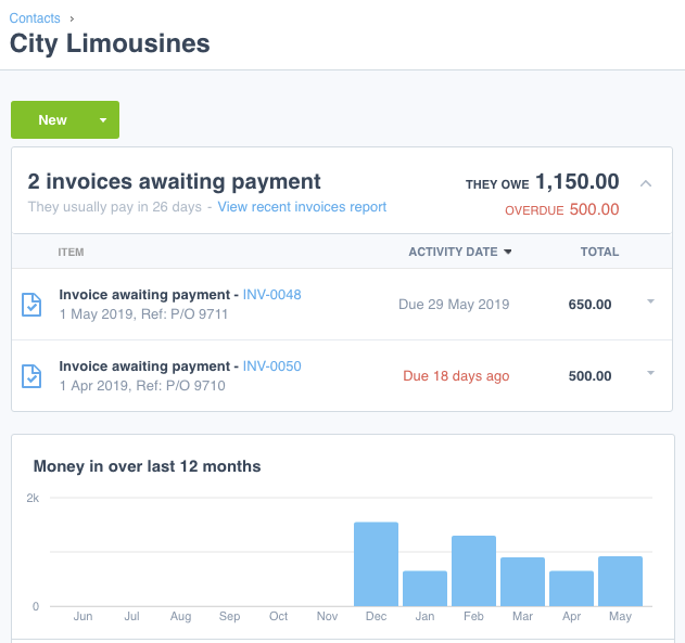 Xero invoices