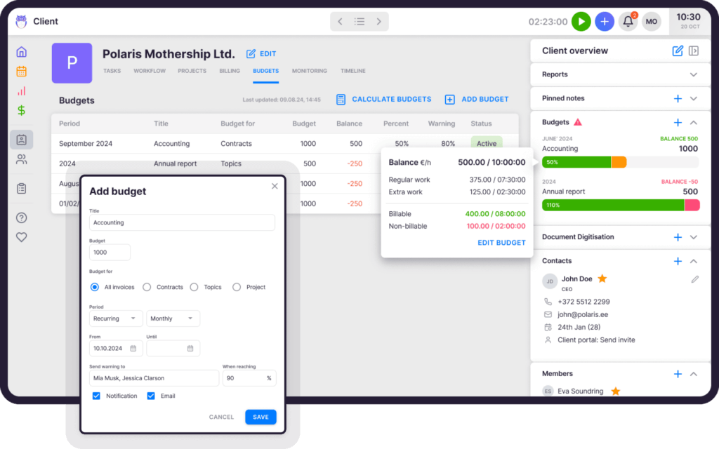 GetUku client budgets preview