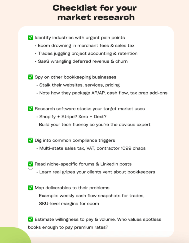 A guide to other bookkeeping businesses market research.