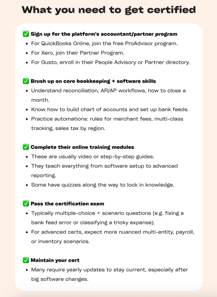 A quick checklist on getting a certificate for your bookkeeping business.
