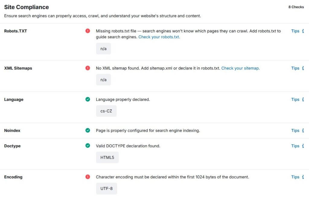 Robots.txt file error warning in site compliance audit