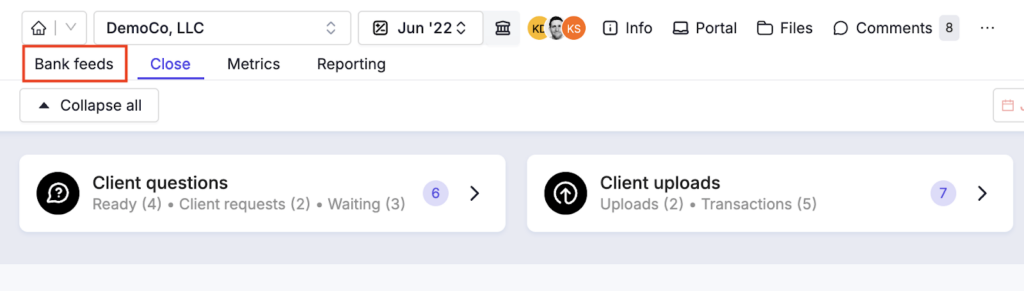 Double AI-powered bank feeds showing automated transaction categorization and reconciliation