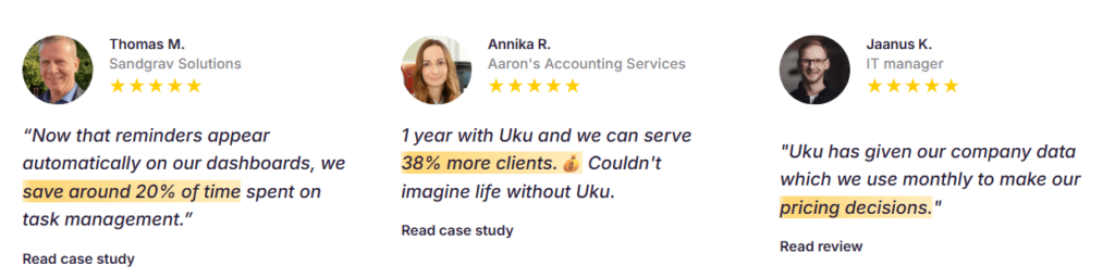 Uku one-click time tracking interface for accounting professionals
