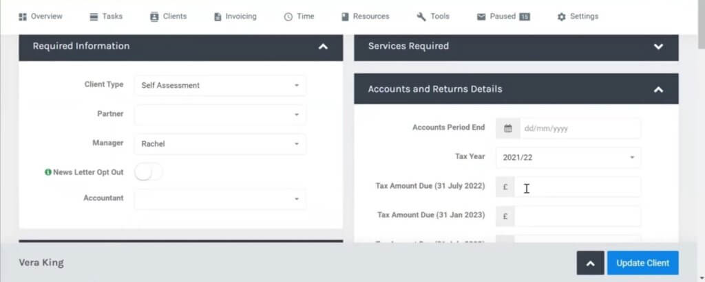 BrightManager white-labeled client portal showing e-signatures and document sharing features