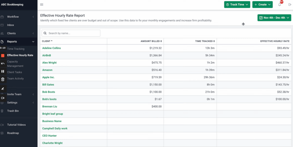 Financial Cents reporting suite with revenue insights and accounts receivable