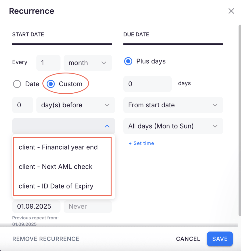 Uku automated task generation from client custom fields with integrated communication