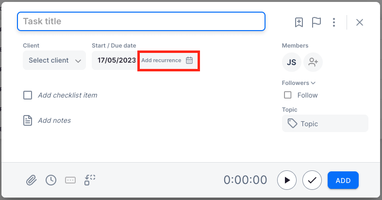 Uku task templates with three-level recurrence and subtask checklists
